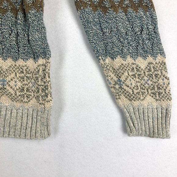 Blarney VTG Men's Size X-Large Blue Brown Cream Striped Linen Blend Knit Sweater - Picture 3 of 8